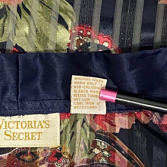 Victorias Secret Gold Label Vintage Sheer Floral Stripe Paisley Button Up Blouse - Picture 12 of 12